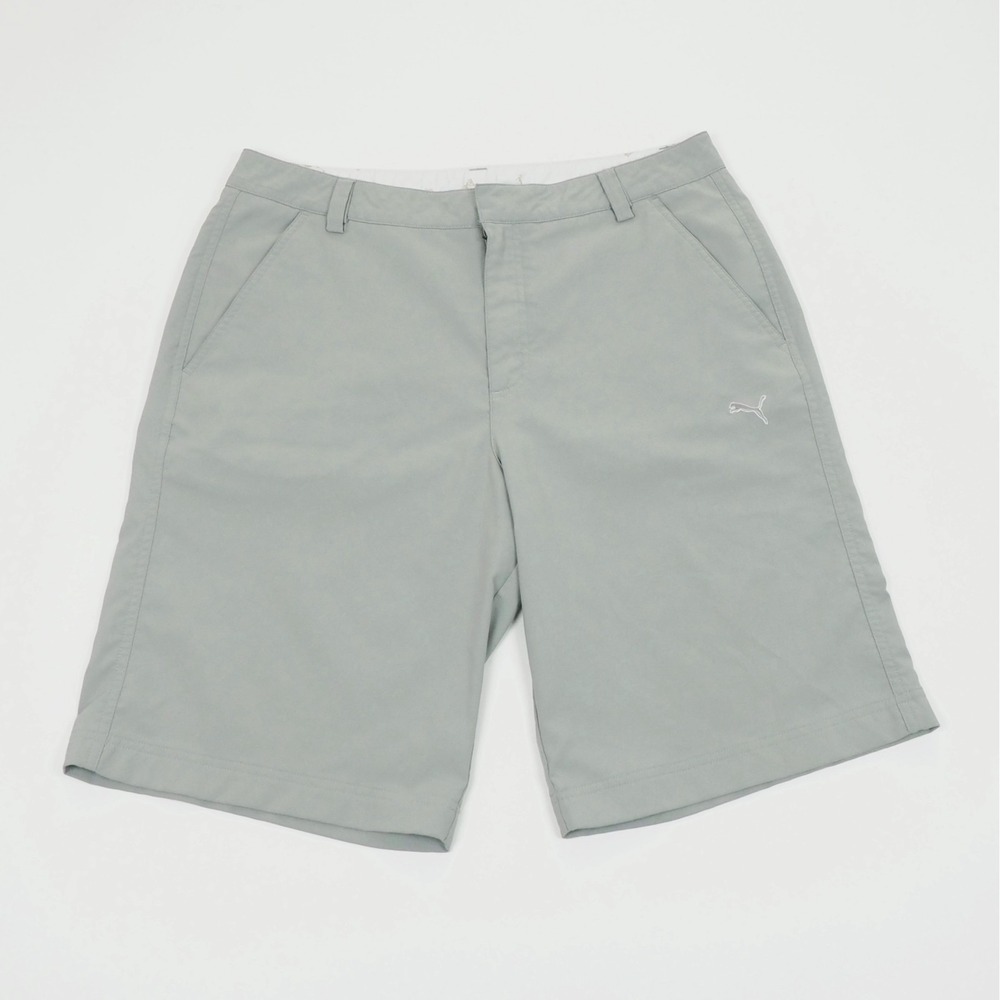 Puma Golf Tech Shorts Mens 34 Light Gray Flat Front Performance Stretch Blend